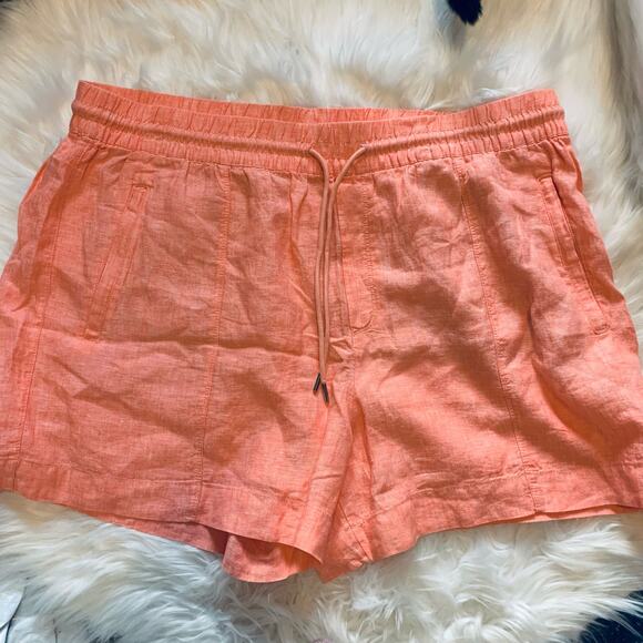 NWOT Athleta peach 100% linen Cabo 4” shorts - Picture 2 of 8